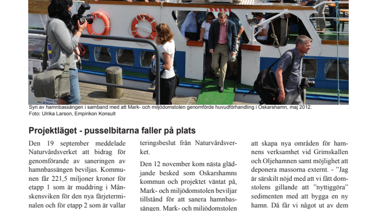 Nyhetsbrev 9 - sanering av Oskarshamns hamnbassäng