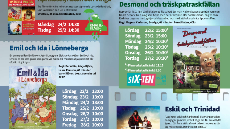 Sportlovsfilm och fimverkstad på Elektra