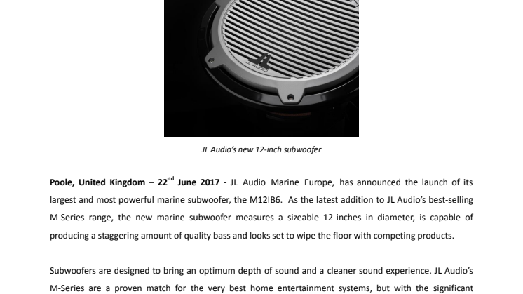 JL Audio Marine Europe: Marine Audio has a new 'King of Bass'