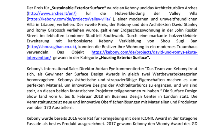 Architektur: Surface Design Awards - Kebony Fassaden gewinnen doppelt