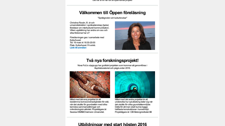 Nyhetsbrev mars 2016 Nova - Utbildning FoU & Affärsutveckling