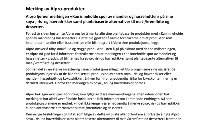 Merking av Alpro-produkter