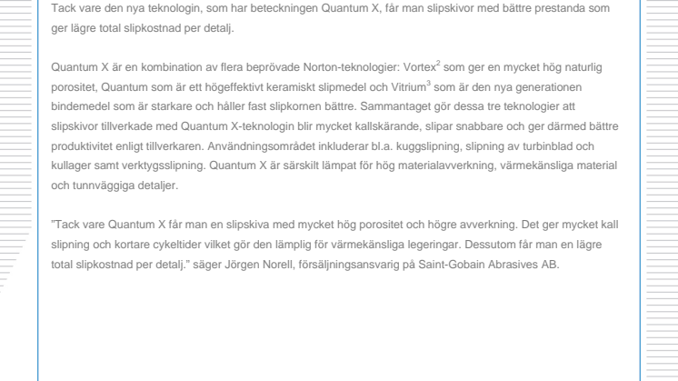 Norton lanserar ny teknologi för slipskivor