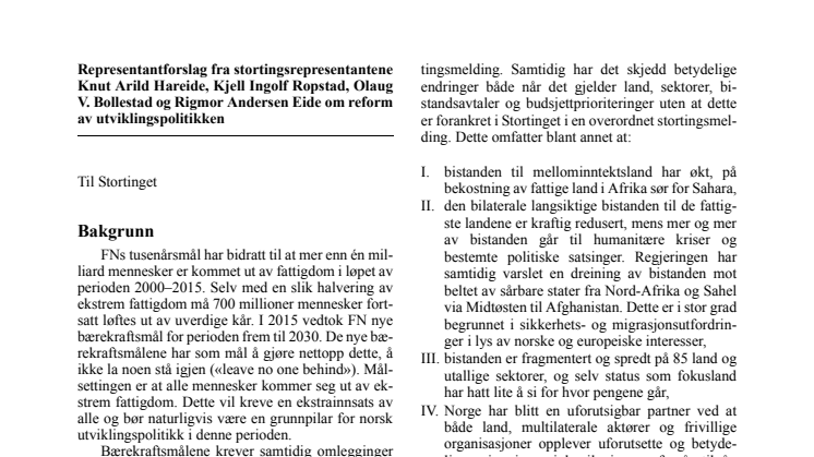 Reform av utviklingspolitikken - Dokument 8-forslag fra KrF