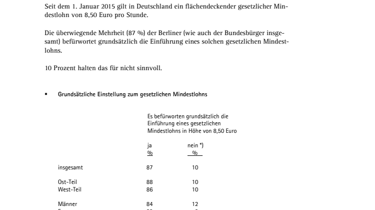 Berliner für Mindestlohn, mit Einschränkungen