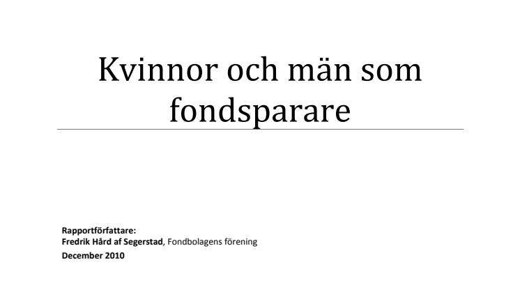 Kvinnor och män som fondsparare 2010