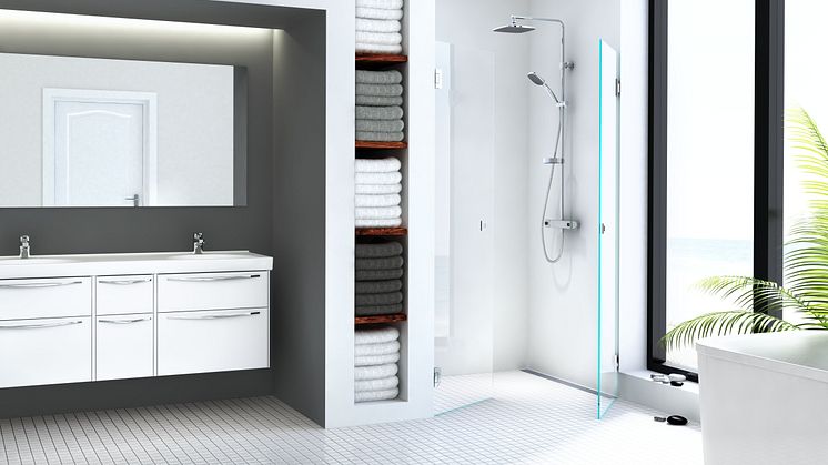 Purus Line Platinum, väggnära golvbrunn