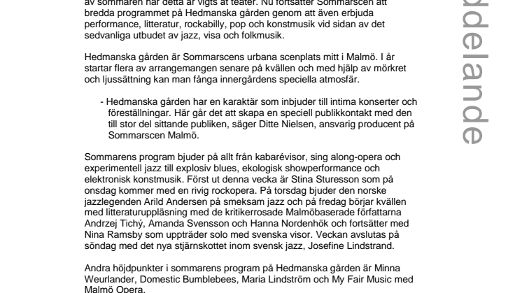 Musik, litteratur och showperformance på Hedmanska gården