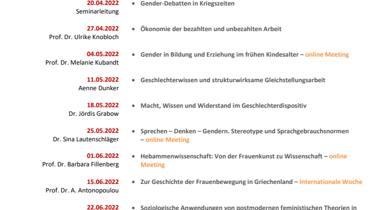 Öffentliche Ringvorlesung | Theorien, Konzepte und Anwendungsfelder der Gender- und Diversityforschung