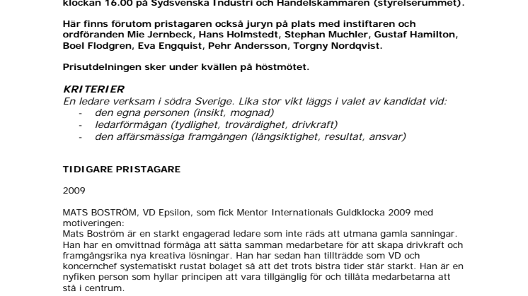 Prisutdelning: årets ledare i Södra Sverige. VÄLKOMMEN 2 december kl 16.00 till presskonferens