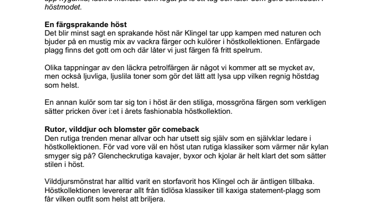 Klingel välkomnar höstkollektionen 2020
