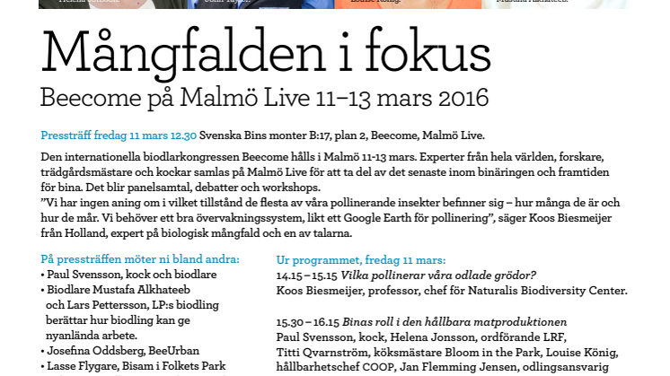Mångfalden i fokus under Beecome på Malmö Live 11–13 mars