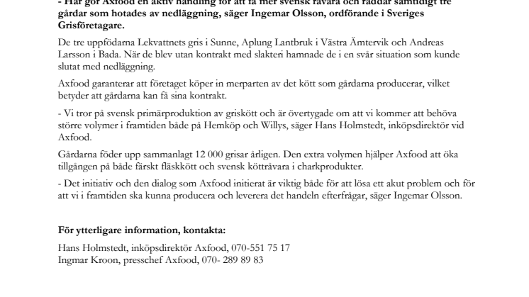Hemköp och Willys säkrar grisproduktion på värmländska gårdar