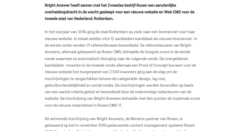 Rotterdam kiest voor Roxen