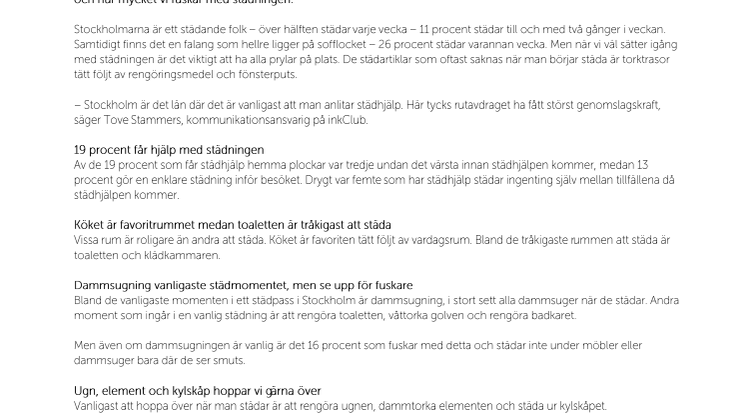 Ny undersökning: Så här städar stockholmarna