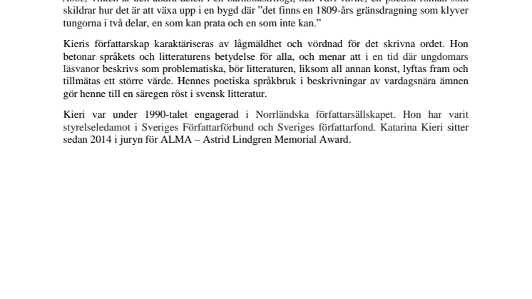 Katarina Kieri, motivering hedersdoktor Luleå tekniska universitet