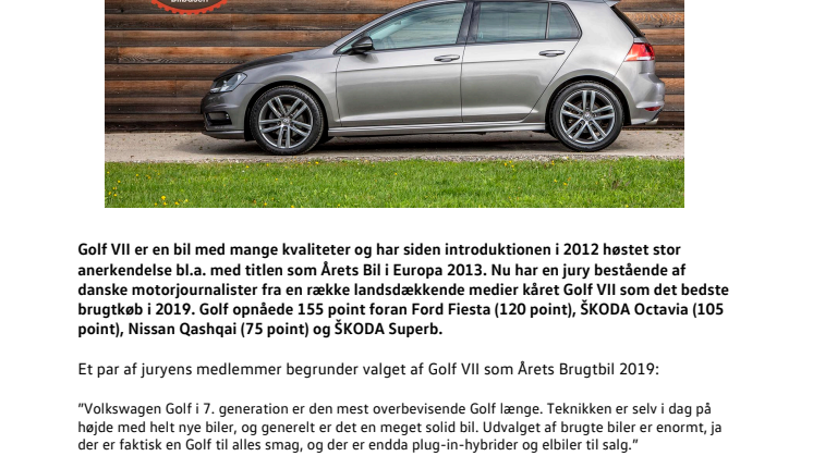 Golf VII (2013-2016) kåret til Årets Brugtbil 2019