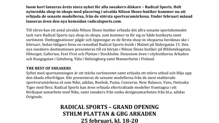 RADICAL SPORTS – ny destination för sneakers