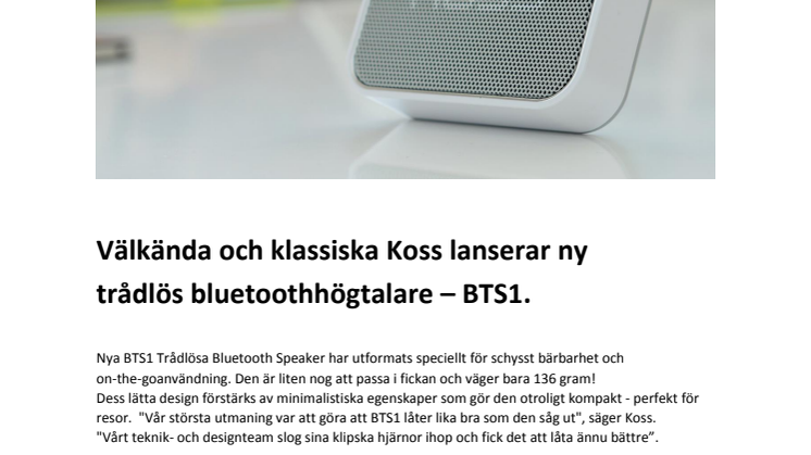 NY TRÅDLÖS HÖGTALARE FRÅN KOSS