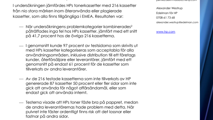 HPs tonerkassetter är bättre än andra tillverkares enligt oberoende undersökning