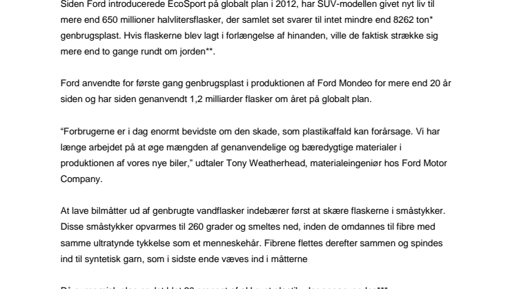 Gamle vandflasker forvandles til nye måtter