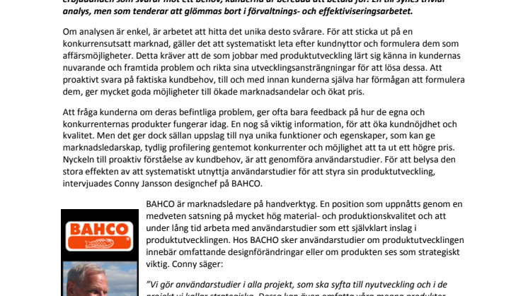 Att hitta unika produktegenskaper genom användarstudier, en stor möjlighet för konkurrenskraft 