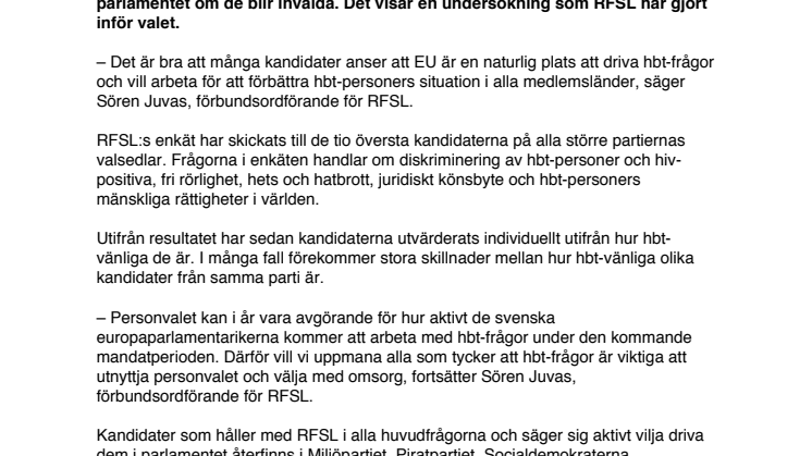 Utan fördomar i Bryssel? Så vill kandidaterna arbeta med hbt-frågor i Europaparlamentet