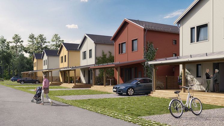 Brf Björnö Vik 2 - 3D-bild av de fristående husen