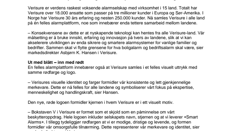 Verisure samles om felles plattform og merkevare i alle land