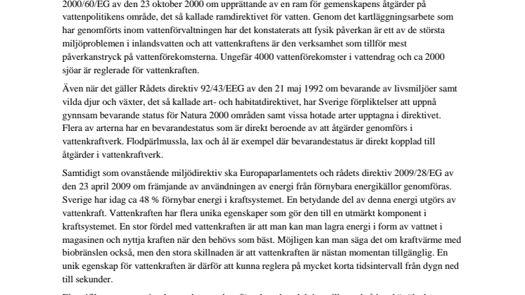 HaV och Energimyndigheten tar fram nationell strategi för åtgärder i vattenkraftverk