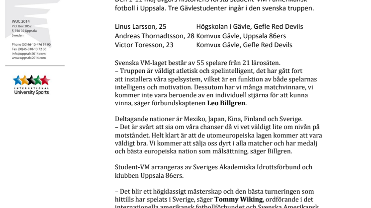 Gävlestudenter till Student-VM i amerikansk fotboll