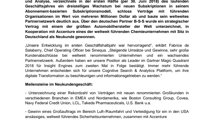 Deutsche Großkonzerne werden informationsgetrieben mit Sinequas Cognitive-Search-Plattform
