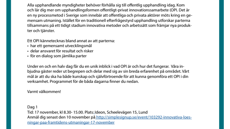 Inbjudan till seminarium om offentligt-privat innovationssamarbete