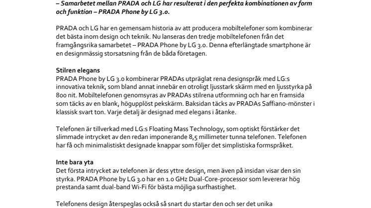 PRADA och LG skapar smartphone med stil