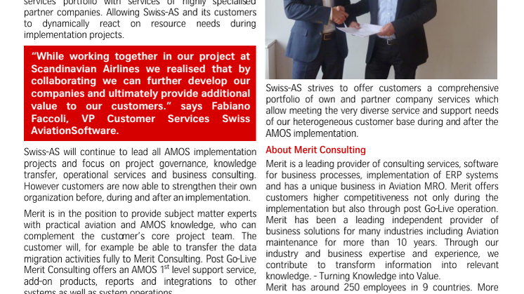 Merit Consulting to join Swiss-AS´Partner Network November 2015