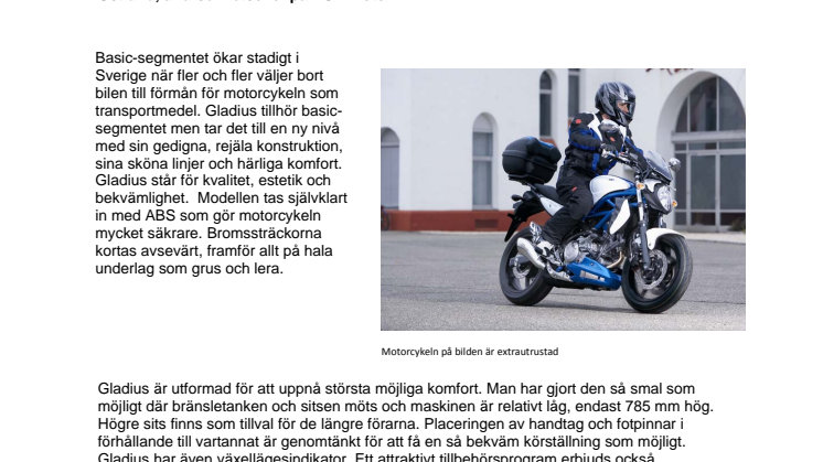 Nya Suzuki Gladius med v-twin och läcker formgivning