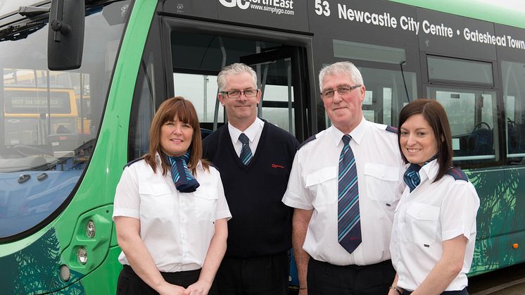 L-R Bus drivers Lisa Ellerington, Alan Bensley, Billy Cook and Rachel Langford.