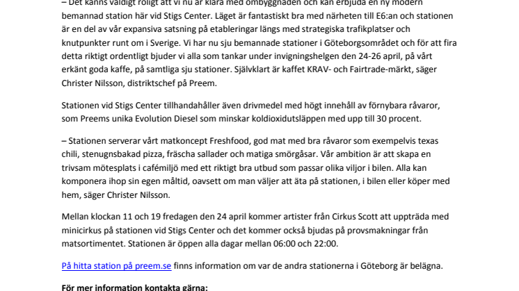 Preem inviger bemannad station vid Stigs Center 