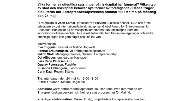 Entreprenörskapsveckan till Malmö 