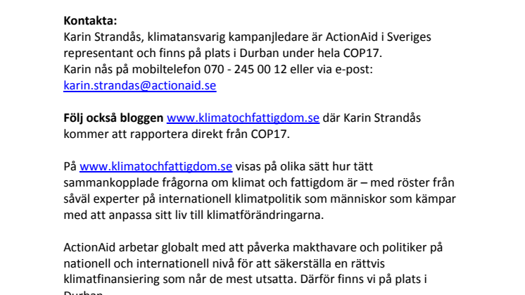 ActionAid på plats i Durban för COP 17