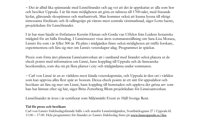 Storslagen trädgårdsfest till Linnés ära