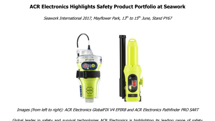 ACR Electronics Highlights Safety Product Portfolio at Seawork 