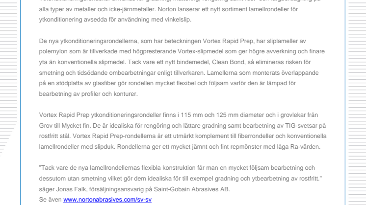 Nya lamellrondeller för ytkonditionering med vinkelslip