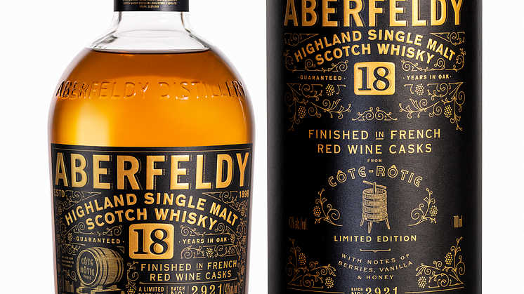 ABERFELDY® LANSERAR 18 YEAR OLD LIMITED-EDITION – DEN TREDJE I SERIEN “FRENCH RED WINE CASK COLLECTION”