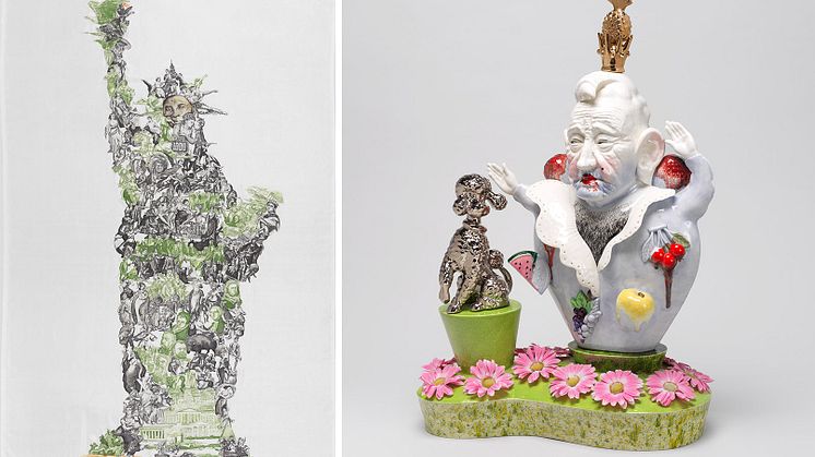 Emily Erb, Lady Liberty, 2017 och Mark Burns, Old Queen, 1998. Foto: Viktor Fordell/Nationalmuseum. 