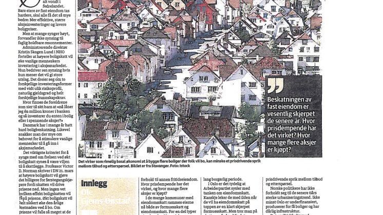 Presseoppslag om boligskatt