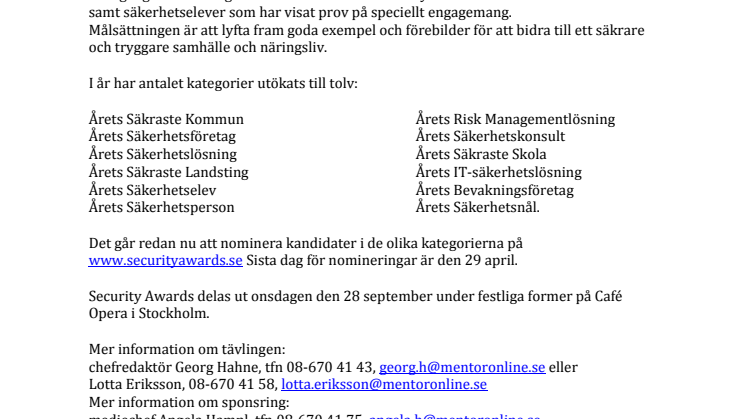 Nu ska säkerhetsbranschens vinnare koras!