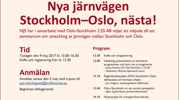 Nya järnvägen Stockholm-Oslo, nästa!