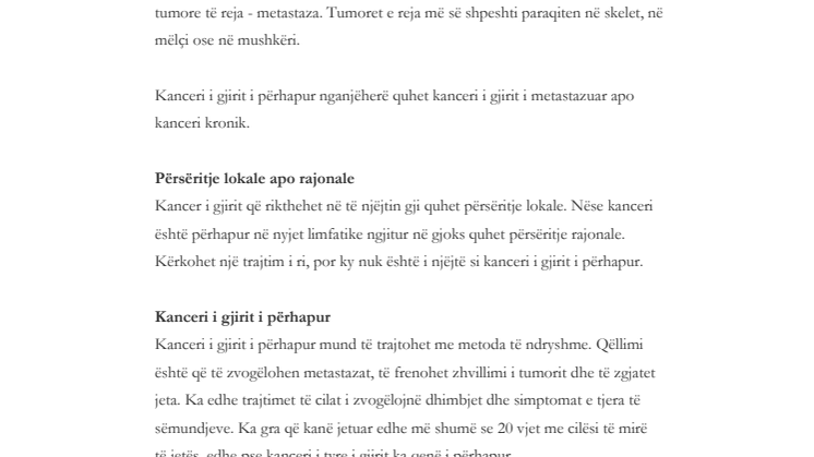 Kanceri i gjirit i përhapur me metastaza – këshilla për pacientët dhe farefisin – Fakta om spridd bröstcancer på albanska