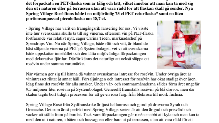 Den populära vinserien Spring Village utökas med ett rosévin
